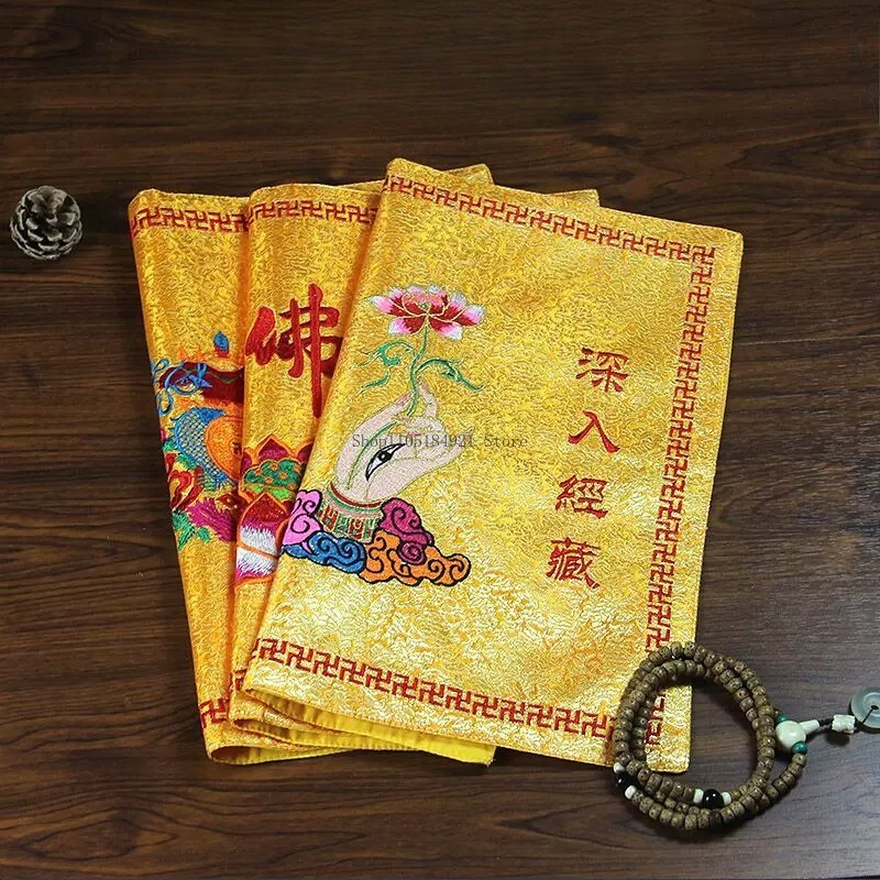 Embroidery Cloth - 42CM Podwójnie Haftowana Satynowa Tkanina Lotos