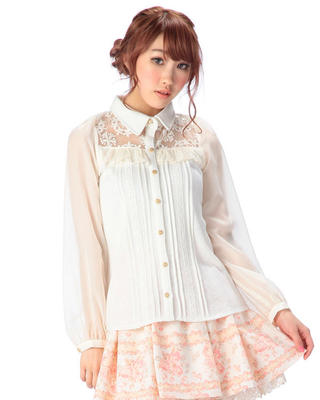 Embroidery Organza - Sprzedaż japonia Liz Lisa szyfonowy rękaw