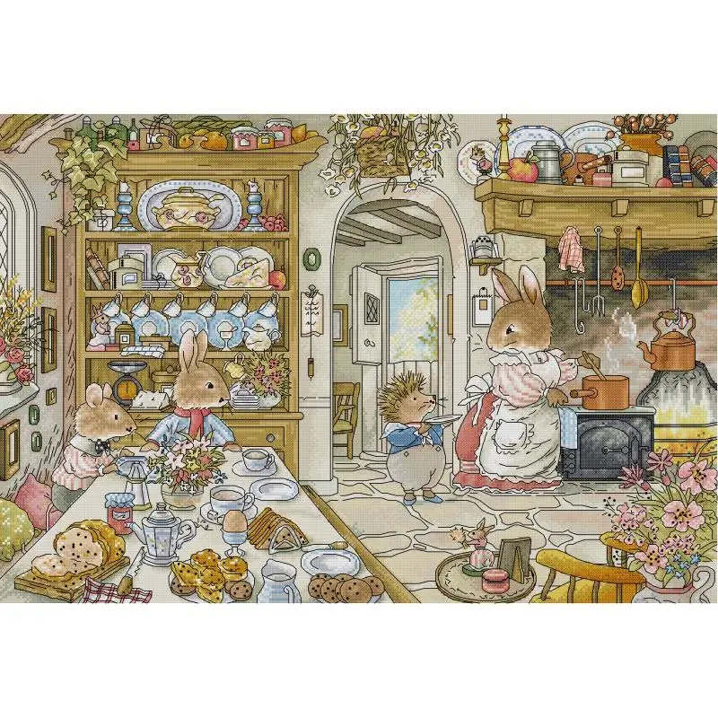 Embroidery Kurta Men - Kuchnia królika Cartoon wzór zwierzęcy zestaw