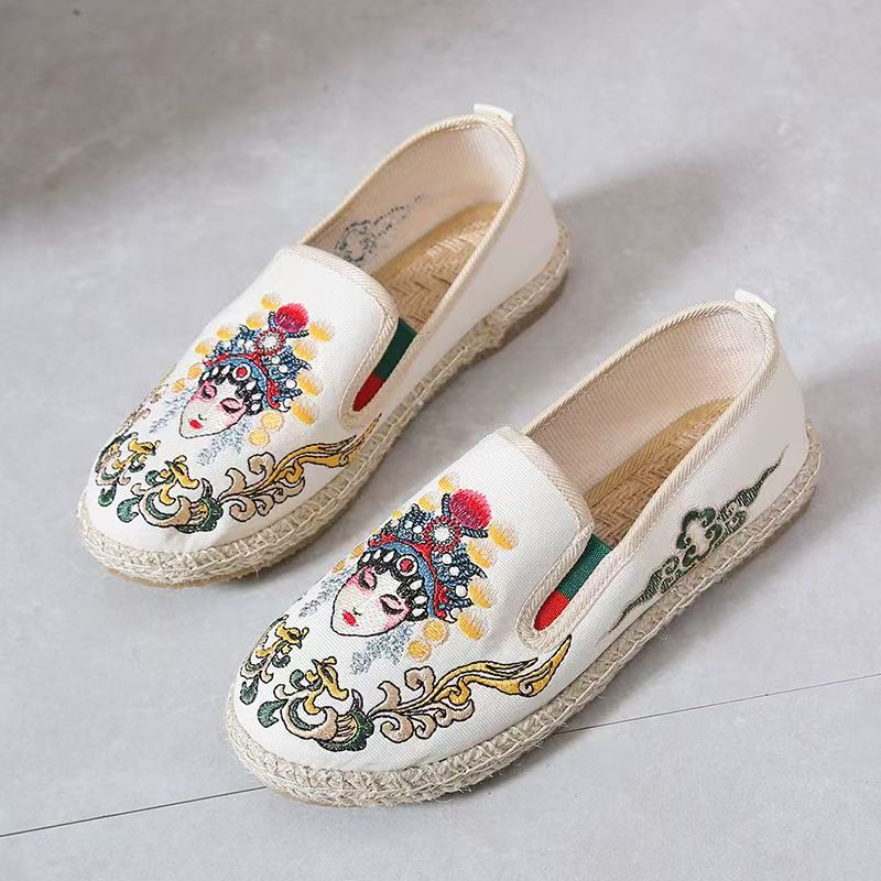 Embroidery Cloth - Damskie płaskie buty z haftowanego materiału,