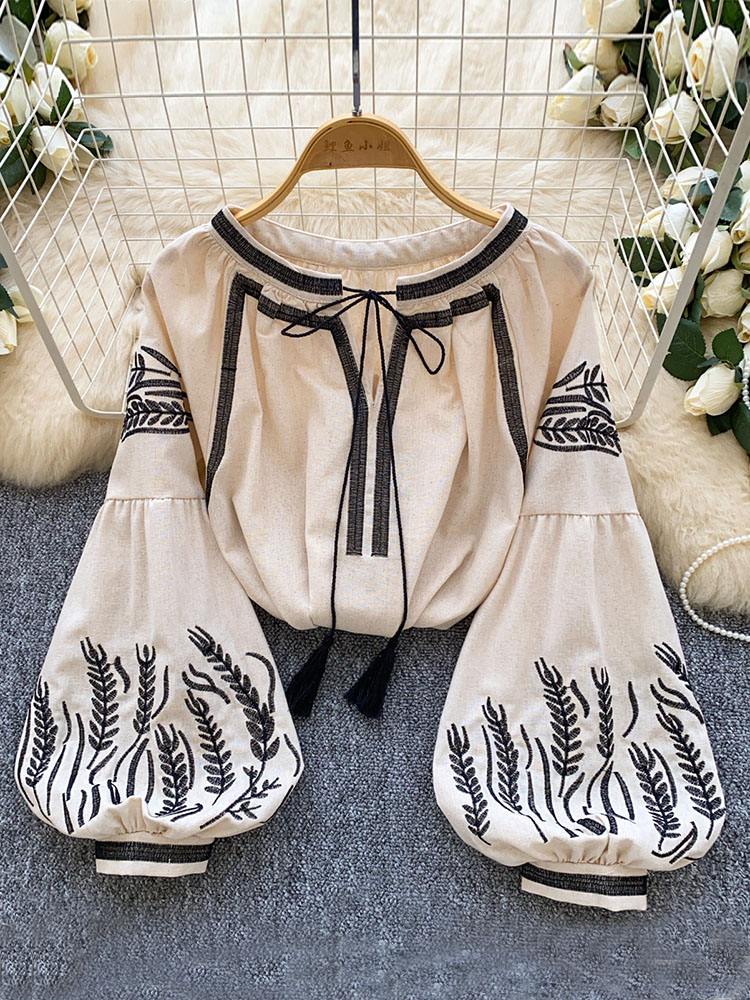 Embroidery Blouse - Damska bluzka w stylu boho, haftowana,