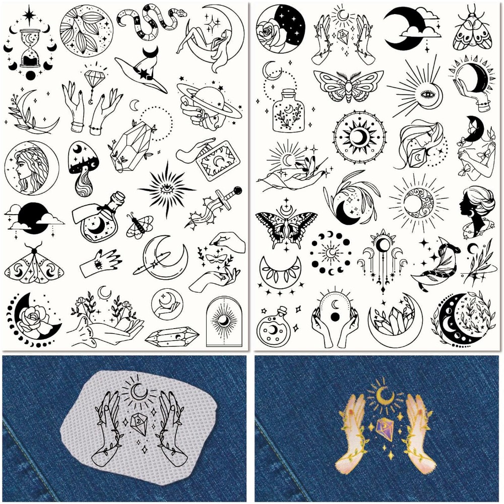 Embroidery Stitch - 51Pcs Boho Moon Sun Rozpuszczalne w
