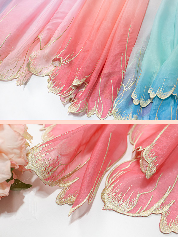Embroidery Cloth - haft zielony niebieski kolor gradientu miękka