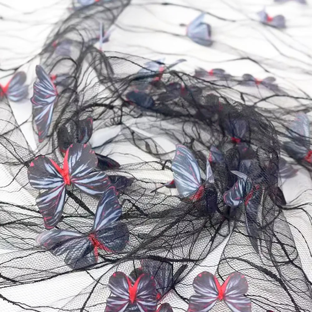 1 jard 3D żywe motyle koronkow – Embroidery Cloth recenzja i cena
