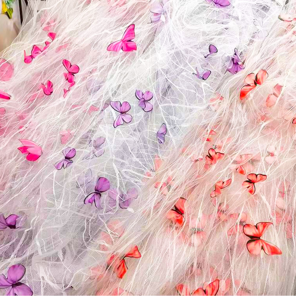 1 jard 3D żywe motyle koronkow – Embroidery Cloth recenzja i cena