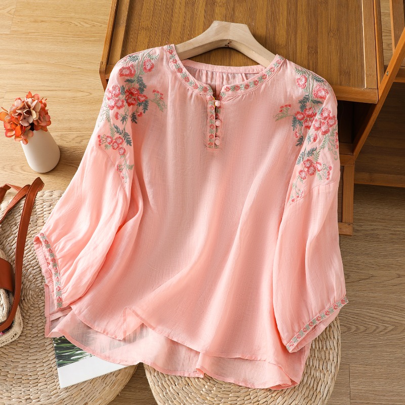 Damskie bluzki w stylu chiński – Embroidery Blouse recenzja i cena
