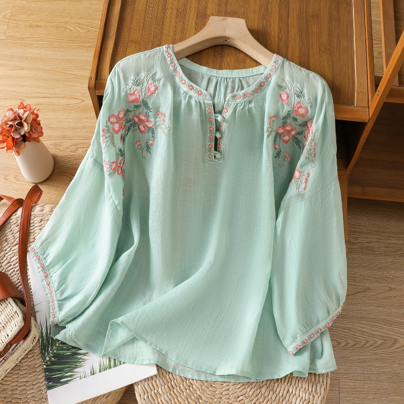 Damskie bluzki w stylu chiński – Embroidery Blouse recenzja i cena