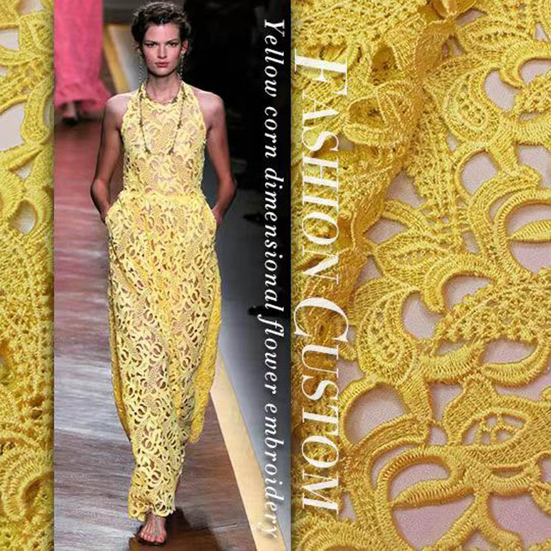 Wysokiej jakości koronka, żółt – Embroidery Yellow Flower recenzja i cena