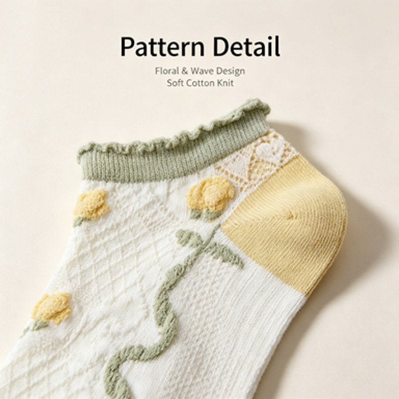 Damskie skarpetki do kostki z  – Embroidery Yellow Flower recenzja i cena