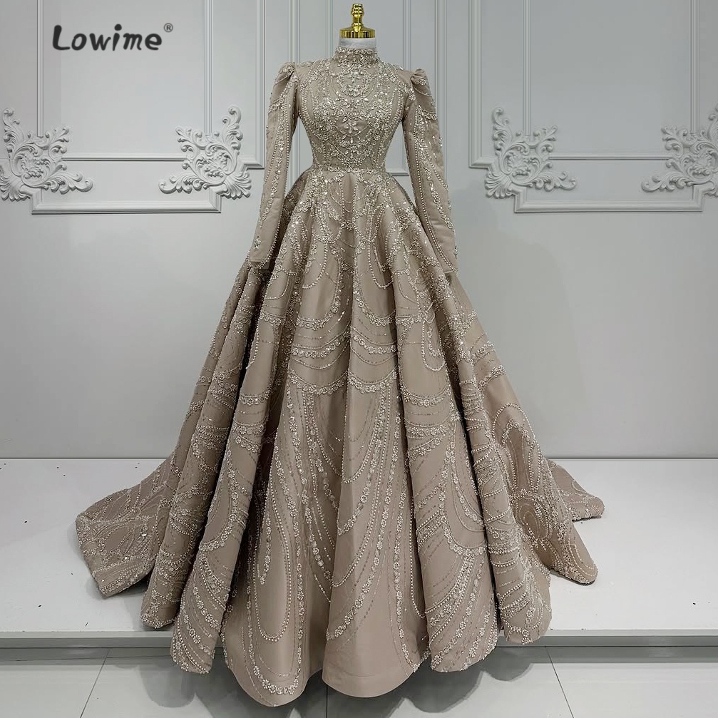 Retro Jasnobrązowa Muzułmańska – Embroidery Organza recenzja i cena
