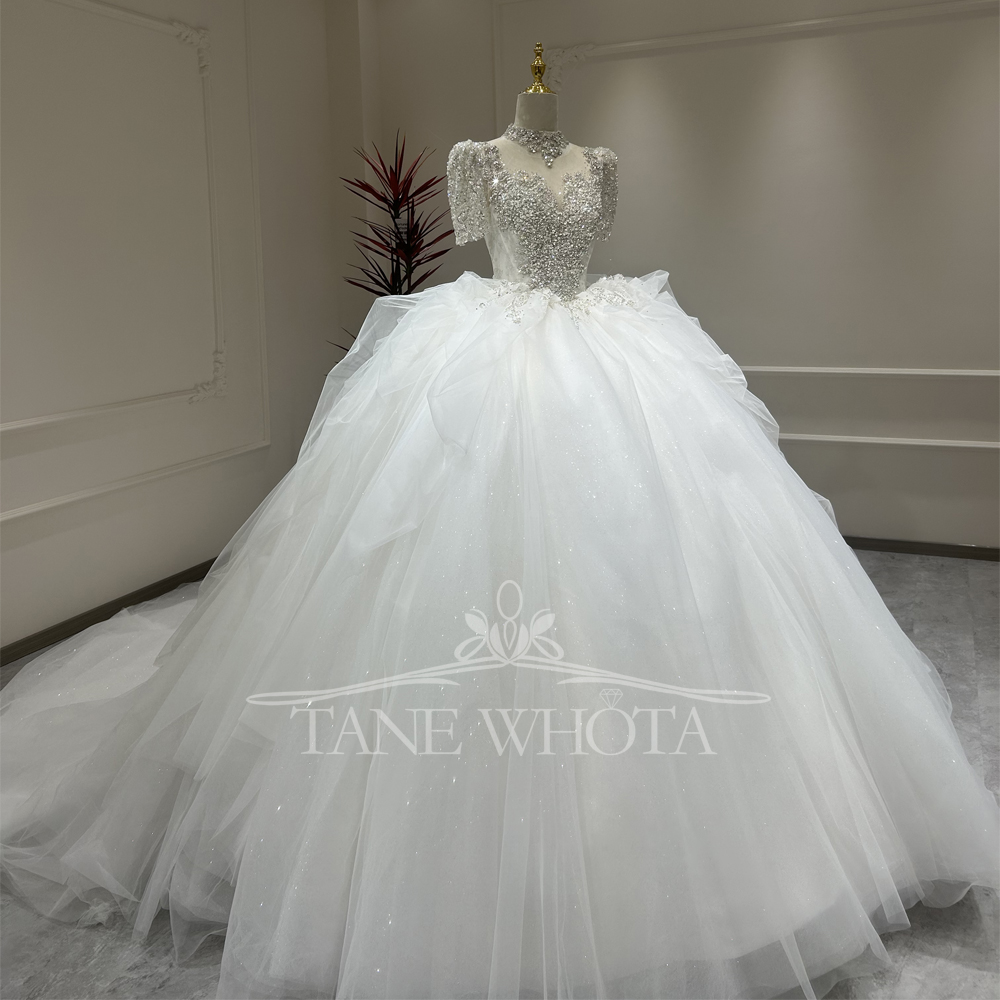 Suknia ślubna damska z dekolte – Embroidery Organza recenzja i cena